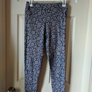 LuLaRoe OS Blue and Yellow Leaves Leggings